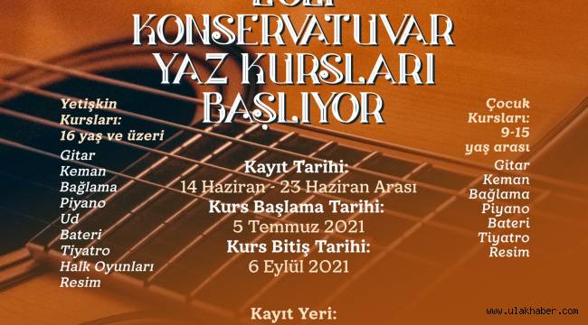 Kayseri Büyükşehir Belediyesi konservatuvarı yaz kurs kayıtları başlıyor