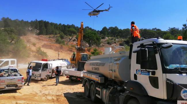 Başkan Palancıoğlu yangın söndürme çalışmalarına katılan ekibe teşekkür etti