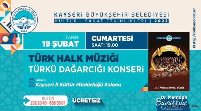 Büyükşehir "Türkü Dağarcığı" konseri düzenleyecek