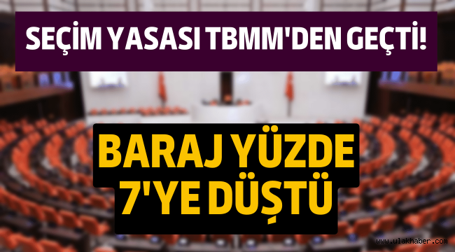 TBMM'de kabul edildi: Seçim barajı düştü!