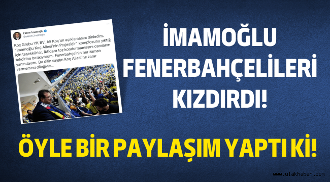 İmamoğlu'nun Ali Koç'a verdiği cevap Fenerbahçelileri kızdırdı!